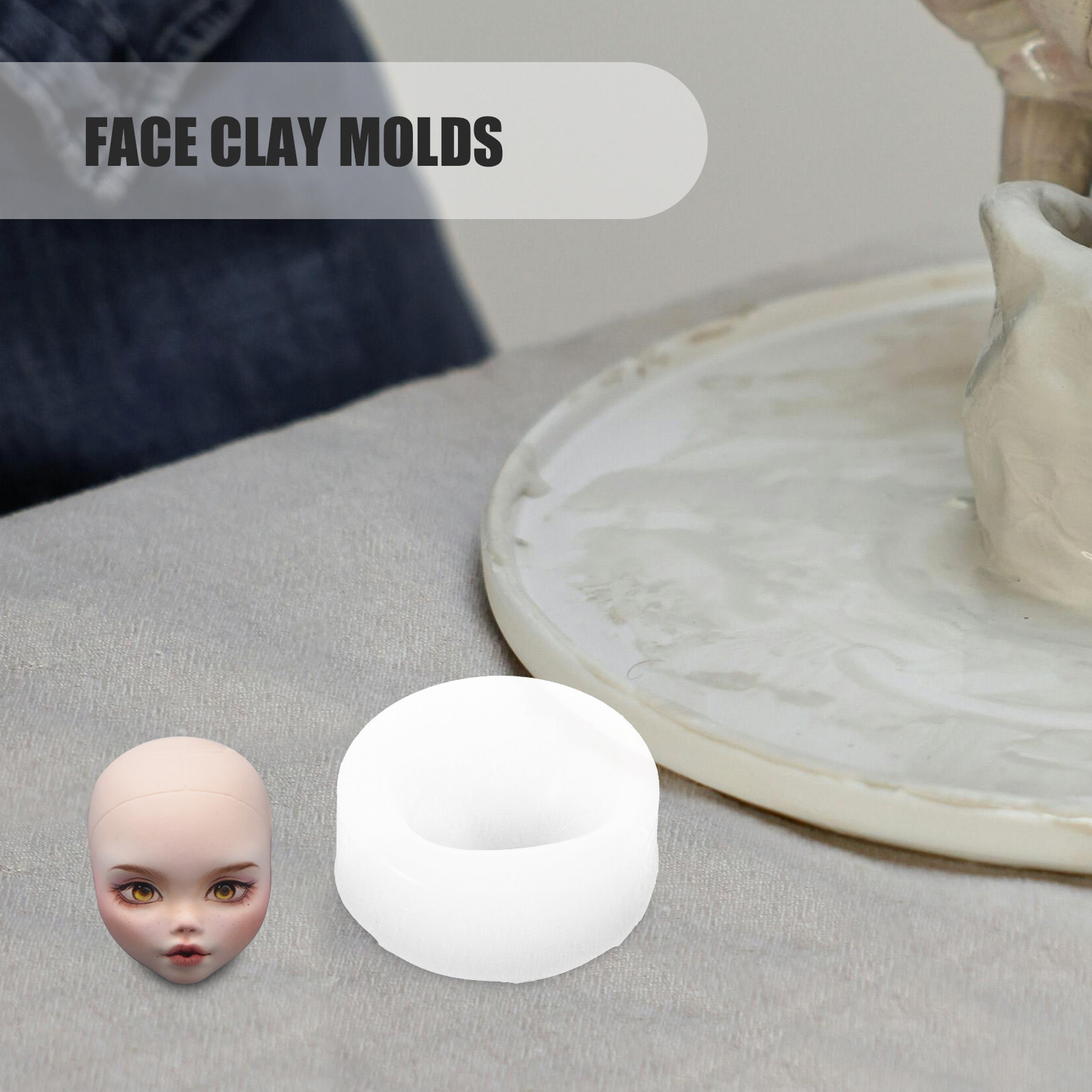 Crafting Resin - قالب سيليكون على شكل وجه، قالب